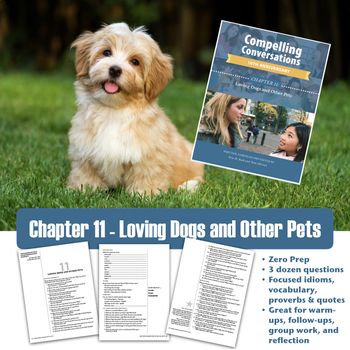 ChimayoPress's tweet photo. Pets are a fun and easy topic to start talking about with anyone! Chapter 11 of #CompellingConversations is dedicated to pets, and is available for less than the price of a cup of coffee on @TeachersPayTeachers ☕️
https://t.co/1Y4yopgYPx
#ESL #ESOL #EFL #TEFL #TESOL #ELL https://t.co/1BjqwWiPF0