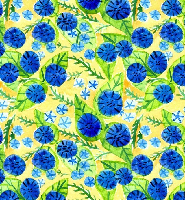 Csbeyer's tweet photo. It might be cloudy and cold outside but these bright blue flowers and pops of yellow have me awake for the day?! What gets you going on these cold Winter mornings? 
#watercolor #art #design #patterns #repeat #adobe #scanner #surfacepatterndesign #2020cof… https://t.co/0Tk9JAQaXv https://t.co/5D2WTJmcPh
