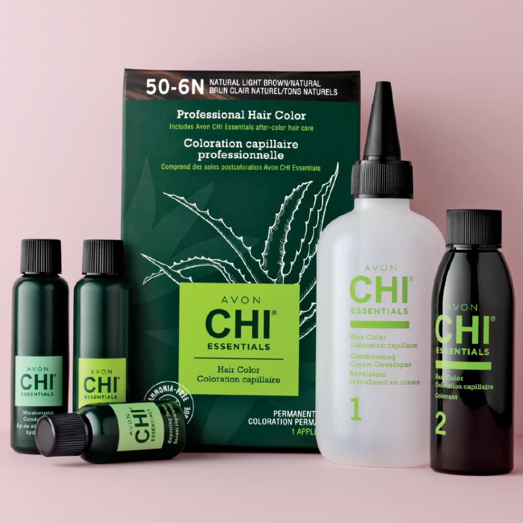 AvonInsider's tweet photo. Each box of #AvonCHIEssentials Hair Color comes with TSA-friendly shampoo, conditioner and serum to perfectly finish and style your hair with a unique blend of certified organic botanicals: https://t.co/e8YBvMk2aZ. https://t.co/cd74JZZ1Ug