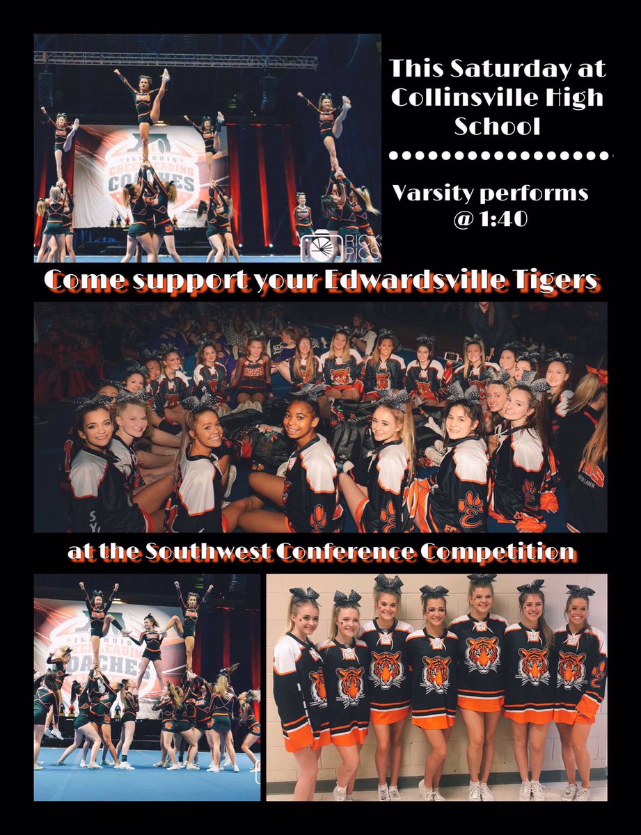 Everyone come support our cheerleaders this weekend at Collinsville @ 1 !!! <a href="/e_cheerleading/">Edwardsville Cheer</a>