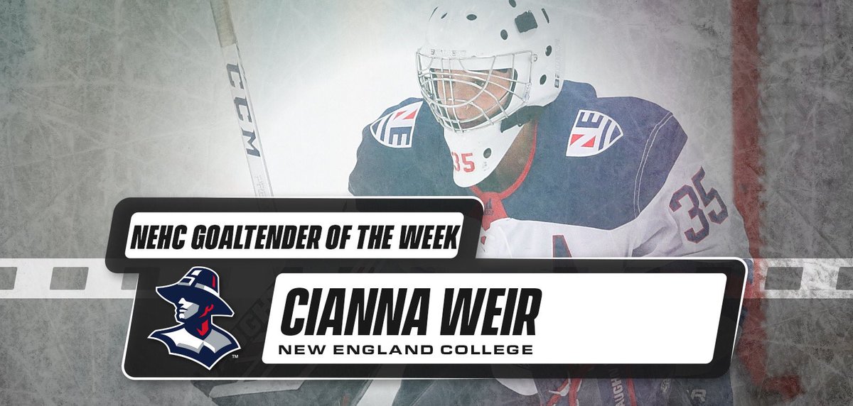 NE Hockey Conference (@nehockeyconf) on Twitter photo .<a href="/NEC_Athletics/">New England College Athletics</a> Cianna Weir turned aside 25 shots as the Pilgrims defeated Anna Maria this weekend, earning her GOTW accolades 🔥 .<a href="/NEC_Athletics/">New England College Athletics</a> Cianna Weir turned aside 25 shots as the Pilgrims defeated Anna Maria this weekend, earning her GOTW accolades 🔥