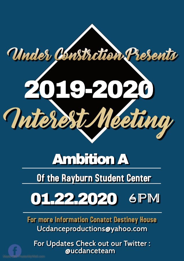 _princessdreams's tweet photo. TODAY!!! At 6pm in ambition A! Come hear about tryouts and meet the members of @ucdanceteam can’t wait to see y’all there! 🚧⚒🛠💙 https://t.co/OpA2vRA2tE