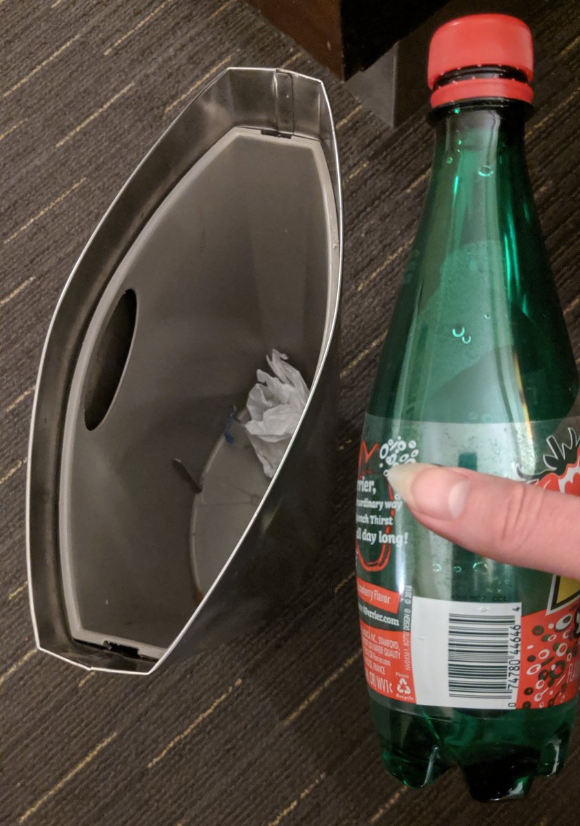 sid_pink's tweet photo. It's never fun, but I'm calling Official OUTRAGE!™ regarding this 5-inch-wide [and tapering down from there] metal sleeve as the ostensible trashcan in this room.
#first #OfficialOUTRAGE #of2020 https://t.co/zVwxYch4Wx