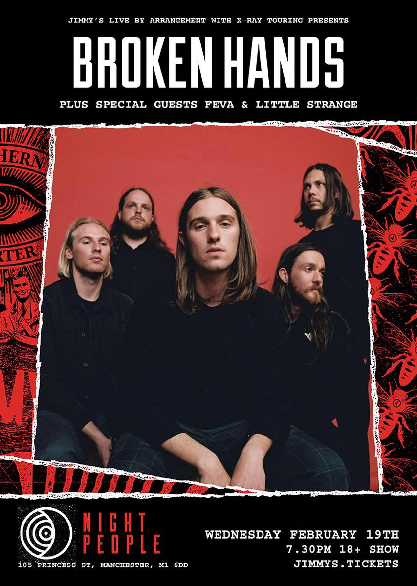 jimmysMCR's tweet photo. Now that's a tasty bill!

@BrokenHandsBand + @fevaband + #LittleStrange ⚡️⚡️⚡️

All roads leave to @nightpeoplemcr on February 19th.

Tickets are just £5, steal! > https://t.co/rPf6qZT2pA https://t.co/585J8wtvRY