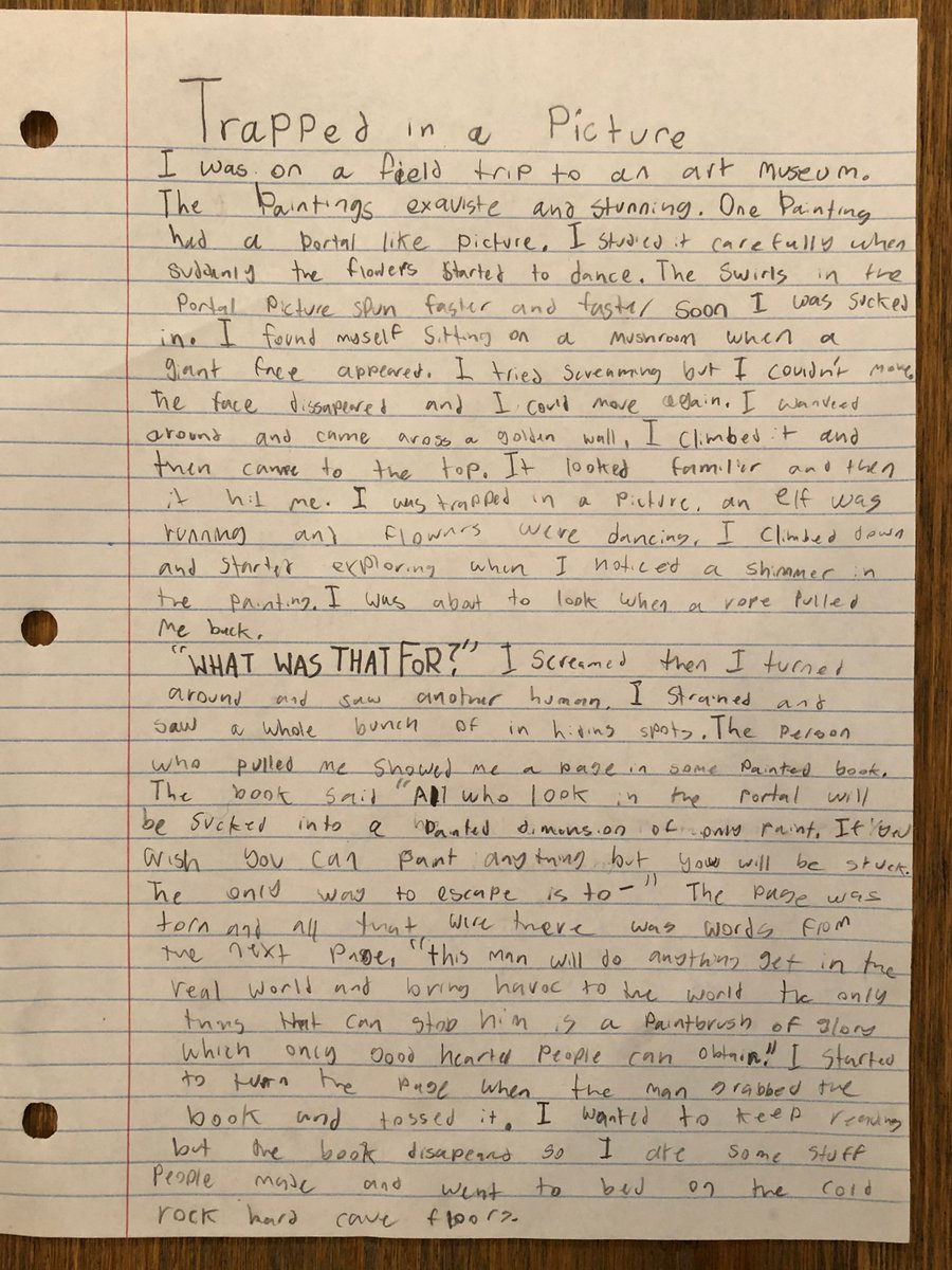 StorySquadHQ's tweet photo. Congratulations to the 1st of 2 winners from last weekend's Story Squad Story Contest:

"Trapped in a Picture" by a 5th Grade author, who designated the great folks at @pinestreetinn as the recipient of her prize.
#getkidswriting https://t.co/M0xqthfN7k