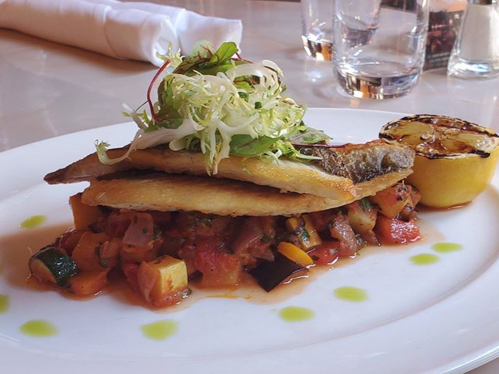 Pan seared Dorado, Ratatouille, grilled lemon, cilantro oil &amp; fresh herbs. #BrasserieRuhlmann #ChefSpecials #Specials #French #Brasserie #RockefellerPlaza #RockCenter #Midtown #NewYorkCity #NYCeats