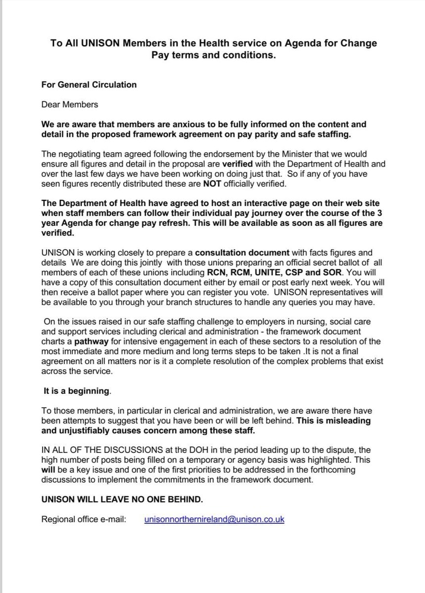 Colleagues and members from UNISON NI please share <a href="/NiOrchard/">Orchard H&SC Branch Unison NI</a>  @UNISONNI <a href="/DYapicioz/">Deborah Yapicioz</a> <a href="/Dawny_Emerson/">Dawn Emerson</a> <a href="/john_creaney/">John Creaney</a>