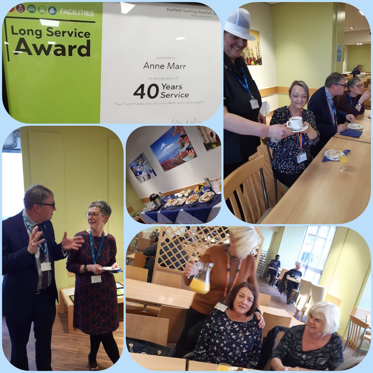 #FacilitiesSTH                 Long Service  awards afternoon tea. Mr Jones  Director Facilities presenting long service  recognition awards.
Thank you for your  long service, valuable staff of the Facilities team. Supporting patient care.