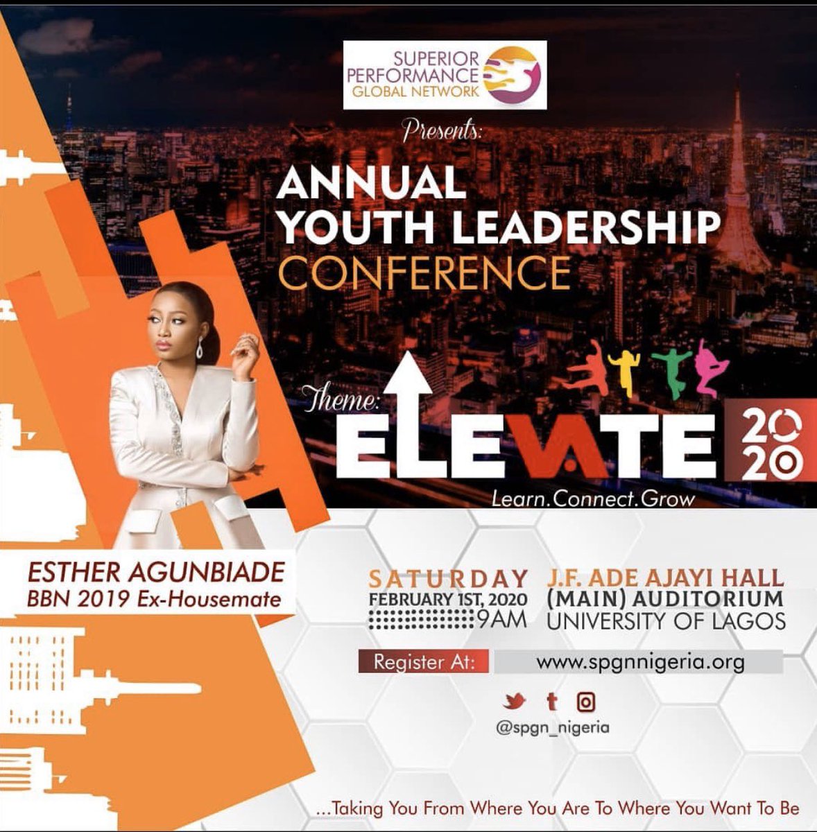 Hi Guys, 
Super Elated to be invited as a GUEST SPEAKER  by  the Superior Performance Global network to its  Annual Youth Leadership Conference 'Turning Point 3.0' @spgn_nigeria 

See flyer below on how to register to attend.
Can't wait to see you all,
Lets Talk Leadership!