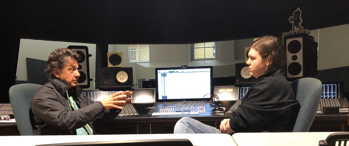 RichTrem's tweet photo. Legendary producer/engineer Niko Bolas is in residence at the DMI this week working with students and instructors. #nikobolas https://t.co/vc1xHMwbhT