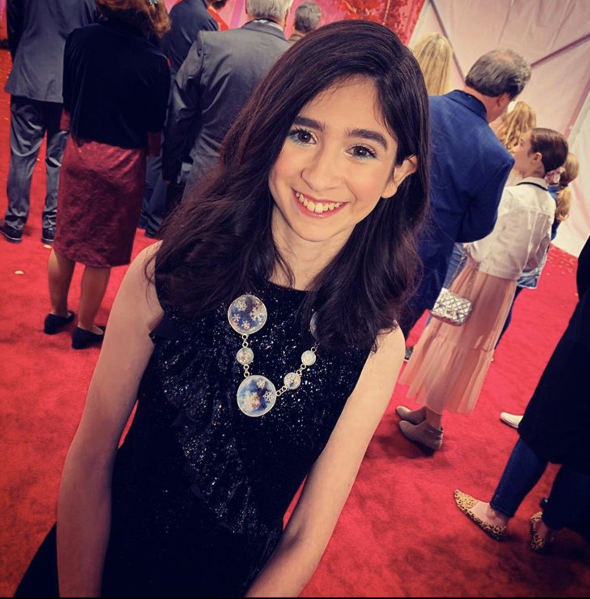 SternDesign's tweet image. In case you missed it we were so proud to create this custom snowstorm necklace for @MaevePress from @EverythingsOkTV for the #Frozen2 premier.