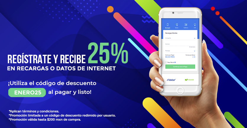 Mispagosmx's tweet photo. ¡Regístrate y recibe un 25% de descuento en tu próxima recarga! con el código: TAE25 #mispagosensegundos #mispagos #recargastae https://t.co/dYPbRwfX02