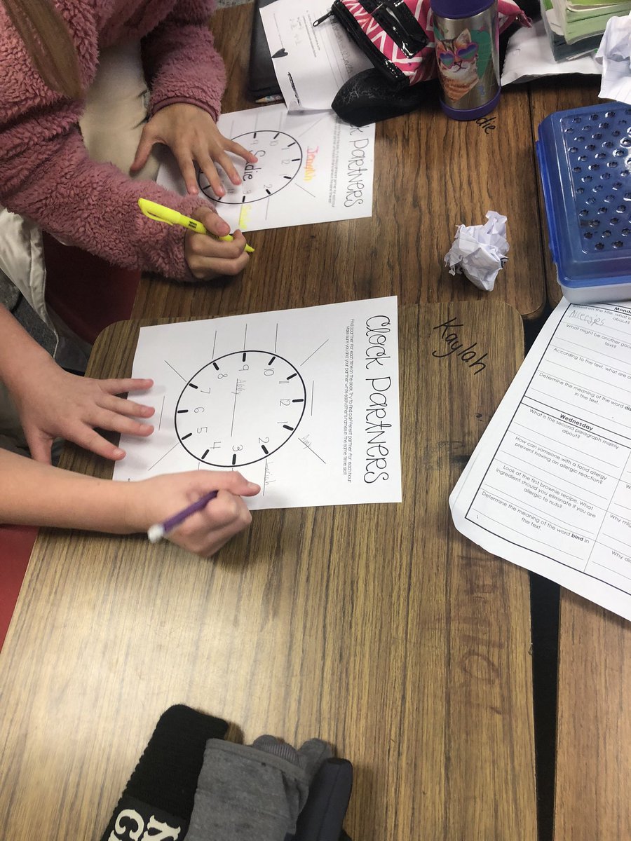 Taking some time today to figure out our clock partners. Now we have quick and easy partners to go to when working in pairs.