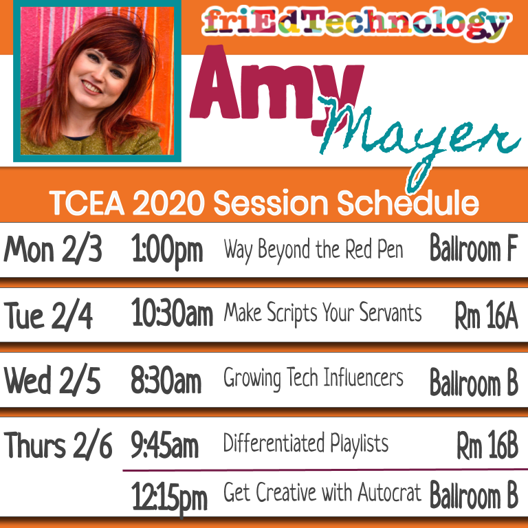 friEdTechnology's tweet photo. Countdown to #TCEA20!! Time to plan your own schedules for the week and we don't want you to miss us. Come see Amy, Brooke, and Jess in our learning sessions and visit us in our booth at the vendor hall (Booth #1158) #friedfan #friedfans #Google #edtech #TCEA2020 https://t.co/O3HFTDWt93