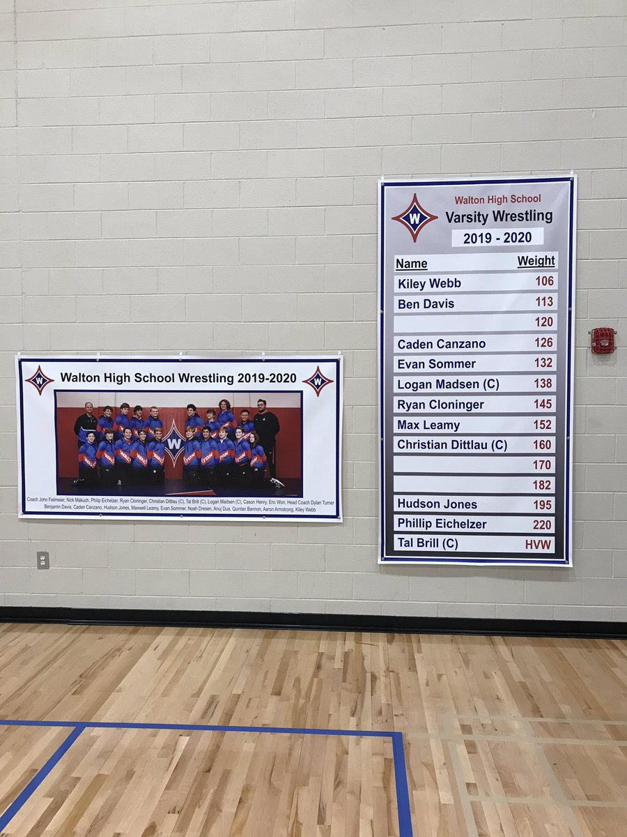 WaltonSportsMed's tweet photo. Getting ready for our first Wrestling match in the new Aux Gym. It’s also Senior Night! Please come support. @waltonwrestling @WaltonAthletics @DylanTurner77 https://t.co/a8Gbzp6Kvv