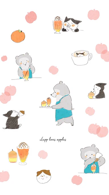 #ルップのりんごだいすき カフェ
2枚目は壁紙になっているのでお使いください? 
