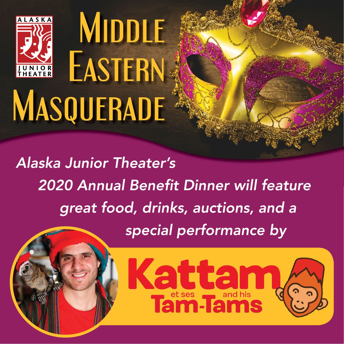 SAVE THE DATE! Join us on March 21 as AJT celebrates 38 years of bringing the best professional performing arts to Alaska’s youth! To purchase a ticket or table of 8, make a donation, or for more info, call 272-7546.
#AlaskaJuniorTheater #Alaska #Anchorage #thingstodoinalaska