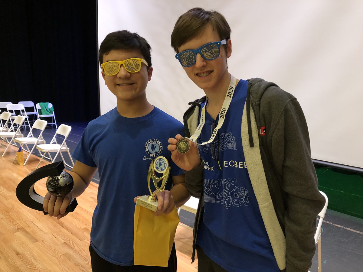 hess_nms's tweet photo. Impressed by all our finalists in today’s #natgeobee school final. A special congrats to Ethan (for making the finals all three years he has been at @NitschmannMS ), William (3rd place), Robert (2nd place), and Rowan for repeating as school champion!! https://t.co/7GafZr1pID