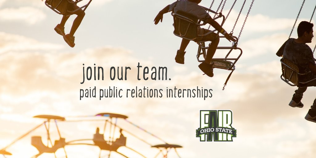 OhioStateFair's tweet photo. “I learned more than I could have ever imagined in just three months.” - Kaylee, 2019 Ohio State Fair intern

Do you know a communications or public relations student looking for a paid summer internship? We're hiring! Apply by Monday, January 27! 👇

https://t.co/PlFwJtiAvd https://t.co/UfdwOJFJRZ
