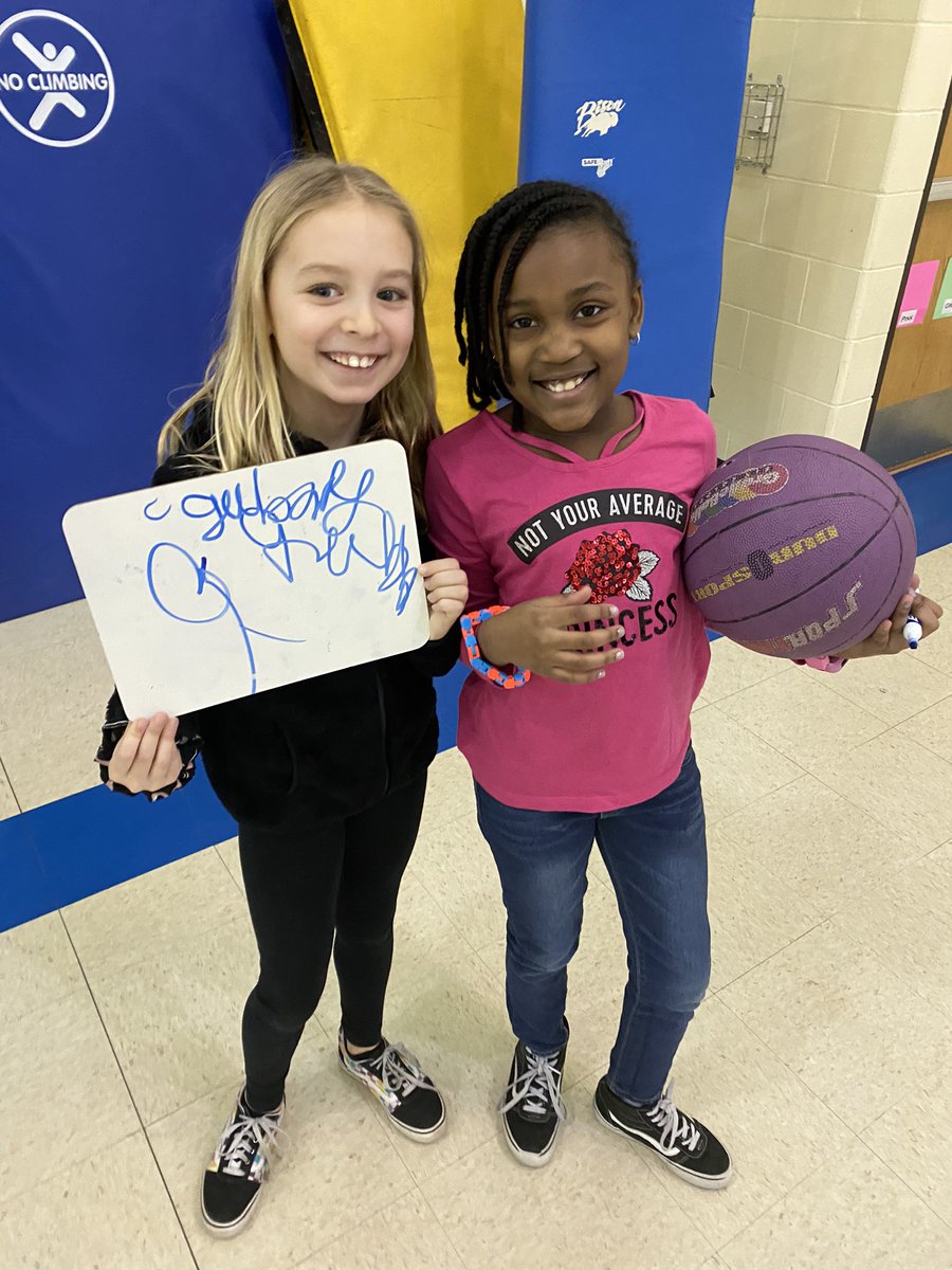 One dribbling challenge was to dribble while writing your name! This was not an easy task with dominant and non-dominant hands. There were a lot of giggles heard! 🏀 🖊 😆 <a href="/D45North/">North School</a>