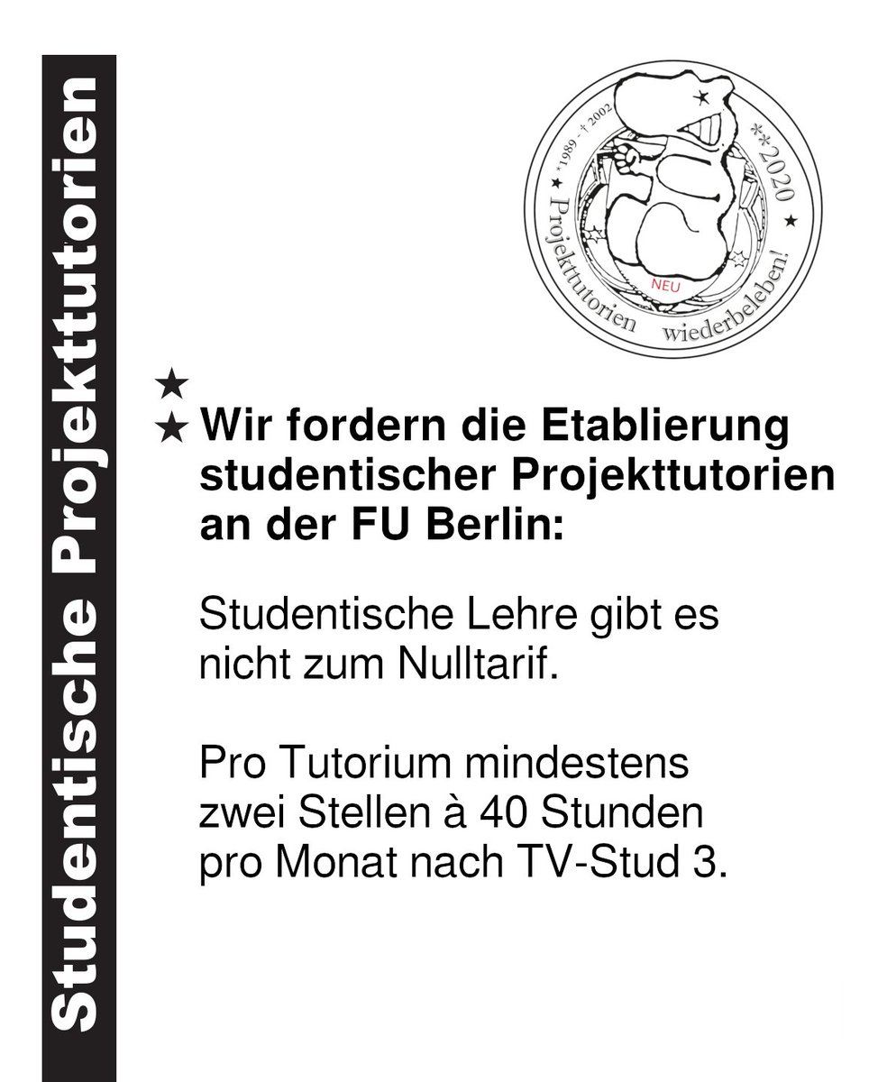 projekttutorien's tweet photo. Angemessene Bezahlung für alle Tutor*innen! Gegen Prekarität und Befristung. #PTKonzept
Die Grundlage hat die Kampagne @TVStud_Berlin geschaffen. Der Kampf geht weiter mit @TVLfurStudisBLN. https://t.co/f8dZmPpCf5