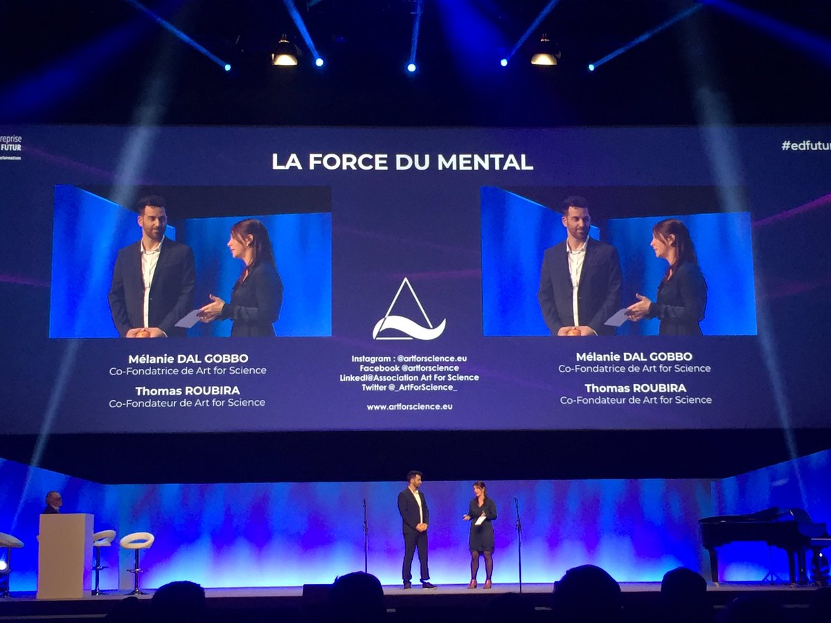 CelineGB's tweet photo. La force du mental @MelanieDalgobbo et @ThomasRoubira co-fondateur d’Art for Science nous présentent leur parcours incroyable de vie et leur belle association dédiée au neuroscience #edfutur https://t.co/sEDW0Y36Ny