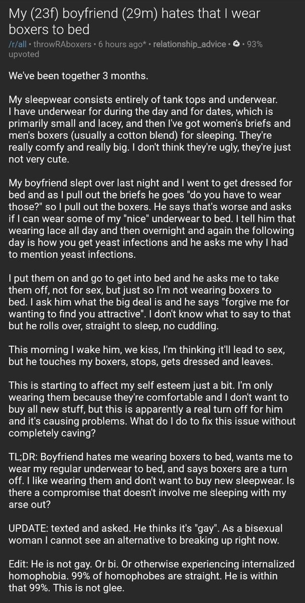 My (23f) boyfriend (29m) hates that I wear boxers to bed buff.ly/2tHdklF