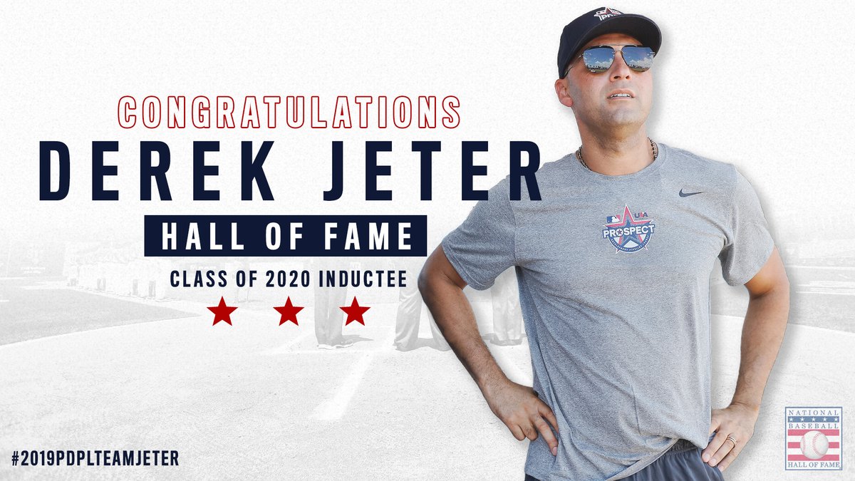 USABasePipeline's tweet photo. The Prospect Development Pipeline would like to wish 2019 PDP Leagueโs Team Jeter captain โฆ THE Captain โฆ Derek Jeter CONGRATULATIONS on his induction into the National Baseball Hall of Fameโs Class of 2020! #teamjeter #thecaptain #HOF https://t.co/rcPPkHXeai