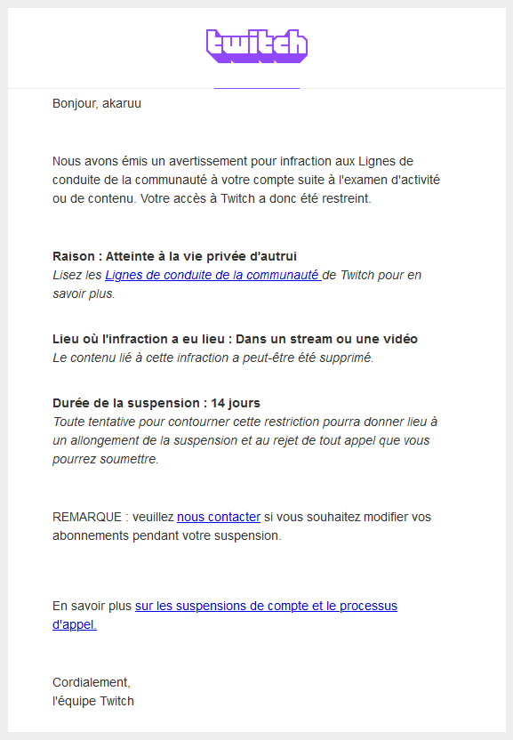AkaruuxD's tweet photo. Chez @Twitch, le staff est complaisant avec les pédophiles. Quand un vieux dégueulasse âgé de 45 ans révèle qu'il a des attouchements sur son neveu de 14 piges, c'est une "Atteinte à la vie privée d'autrui" 🙂 https://t.co/mZ0s8toPDE