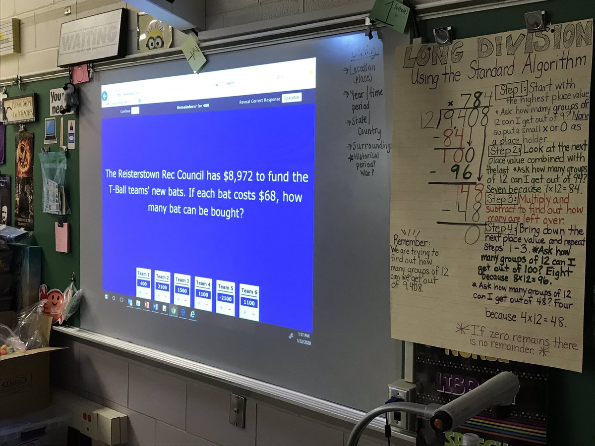 Jwolfe5BCPS's tweet photo. Division math review. Yay for my favorite show: @Jeopardy ! #math #mathreview #fifthgrade #5thgrade #Jeopardy #interactive #collaboration #jeopardylabs @timbergroveES @saudlin1 @timbergroveES @BaltCoPS @BCPS_Sup @HeidiMillerBCPS https://t.co/f4mMUueIjR