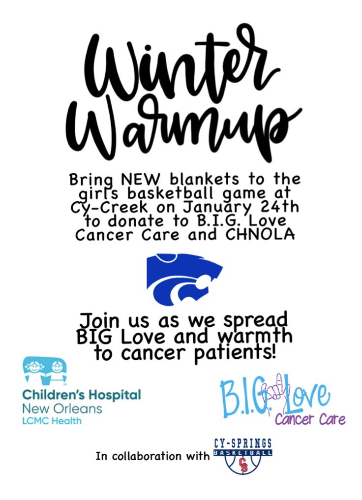 Winter Warmup Fínale coming THIS Friday!  Bring your NEW Blankets! @CyCreekGBB @CypressRidgeHS @cycreekhs @Cyridgebball1 @BoosterCy