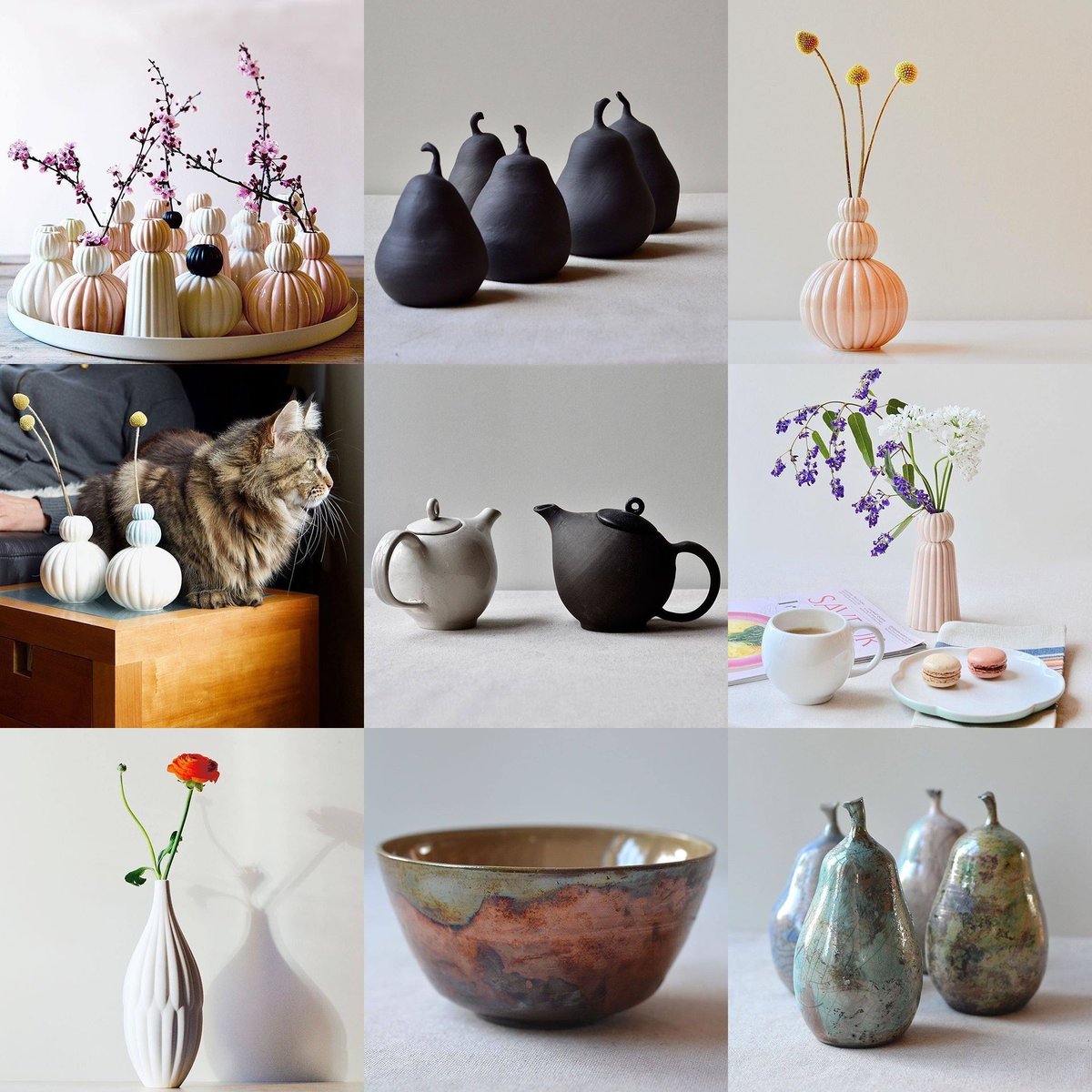 MaiaMing's tweet photo. Funny how the pears and snow-woman vases seem to have gotten the most likes in 2019!
#bestnine2019 #best9of2019 #best9 #bestnine #budvases #etsyseller #instapottery #pottersofinstagram #contemporaryceramics #handmade #modernpottery #ceramicistsofinstagram #pearsculpture #raku https://t.co/xJHdyWhEFD