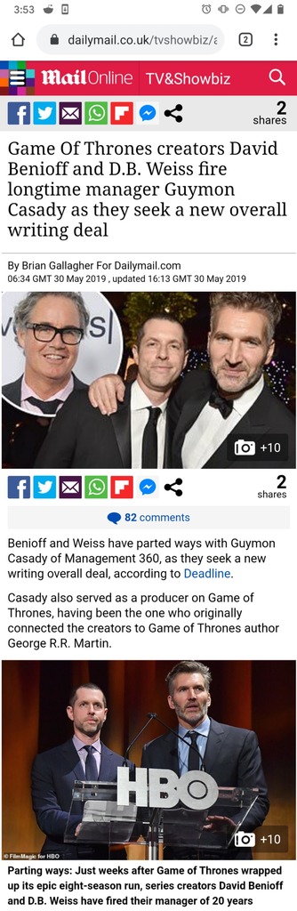 RedditFreeFolk's tweet photo. Remember when D&amp;D fired their manager of 20 years just days after s8 aired, as part of whatever shady shit they pulled to score a new deal? There's so much bs going on behind the scenes, we need that investigative documentary asap @ r/FreeFolk > https://t.co/12P7eXmMB7 #GameofT… https://t.co/9CndIBEGwY