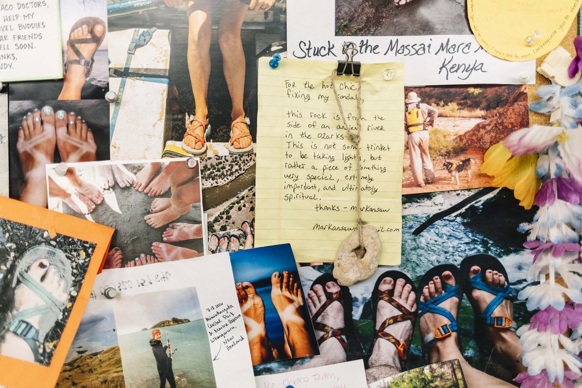 chacousa's tweet photo. We're nothing without the #ChacoNation behind us every step of the way. At our ReChaco factory here in Rockford, Michigan we keep an incredible collection of letters, #ChacoTan photos, and dog photos to keep our hearts and minds set on the mission ahead! https://t.co/6JblASJ5gb