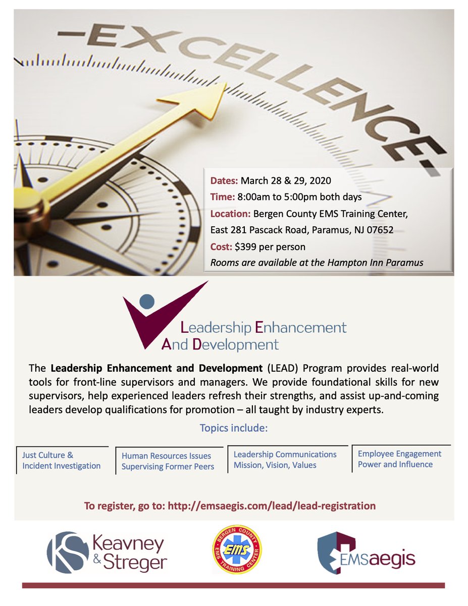 Are you a

New leader who needs to develop skills to be successful in a new role?

Experienced leader looking to refine and grow leadership skills?

Emerging leader who wants to develop tools to make them candidates for promotion?

Attend LEAD Program emsaegis.com/lead