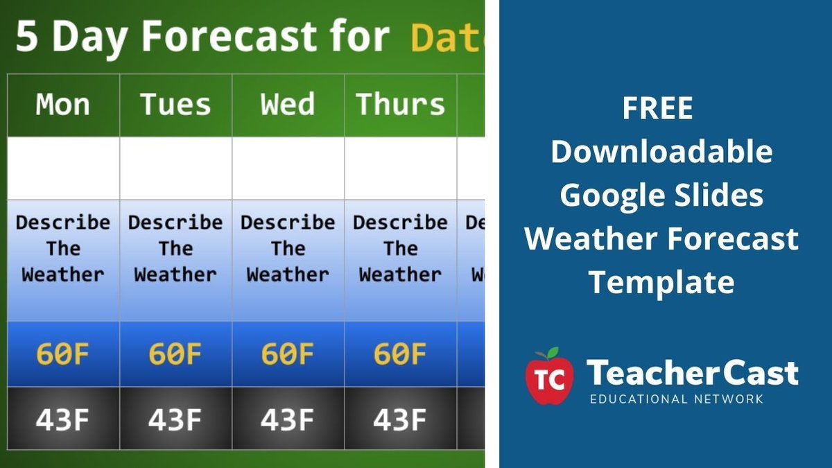 AskTheTechCoach's tweet photo. Are your teachers creating weather maps with their students? Download our FREE Google Slides template today and help them learn about a 5-Day Forecast!
https://t.co/nzoSoCizot
#TechCoach #ETCoaches #Coaching #InstructionalCoach #AskTheTechCoach #ProfessionallyDriven #TLAP https://t.co/homh9HeTn0