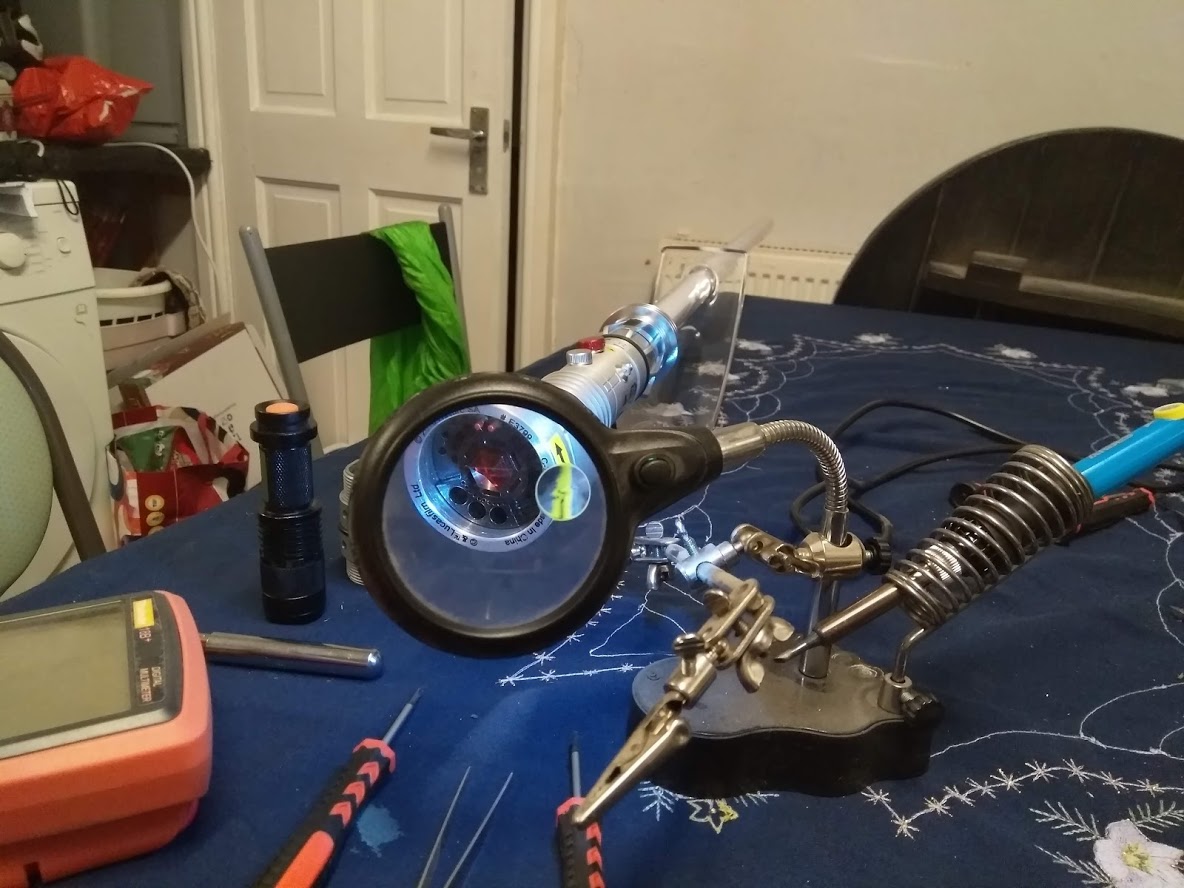 richardathome's tweet photo. #RichBuilds.com On the bench this evening...
A broken lightsaber. As you do.
I'm going in with the presumption it's the plasma compression conduit that's blown. It's *always* the plasma compression conduit. https://t.co/9pb3kW0WKH