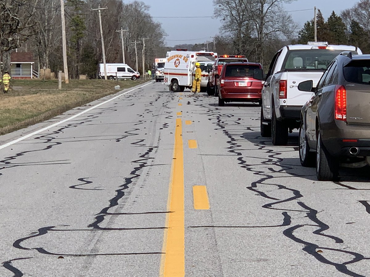 BMCPhotog's tweet photo. Highway 58 closed just north of Grasshopper Rd. due to crash. Life Force on ground now waiting to transport one person. https://t.co/c5fbNSgOVm