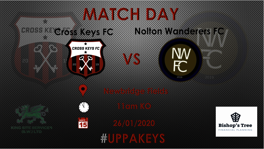 CrossKeysFc2's tweet photo. 📆 Sunday 12th January
⚽️ League - Cross Keys FC vs
@NoltonFc
📍 Newbridge Fields
⏰ 11am kick off.
The Boys will be looking to continue the winning ways into Sunday
#UppaKeys https://t.co/PfHGeKQLbp
