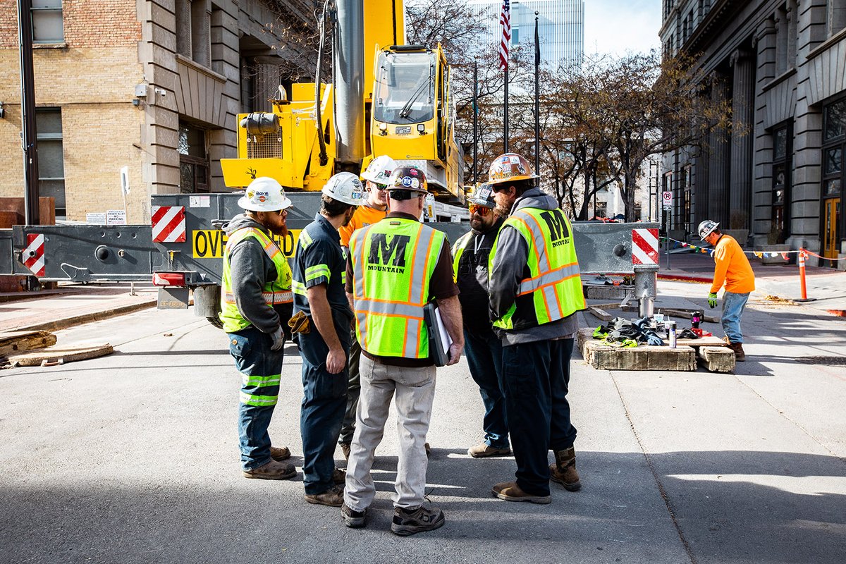 The end of an era.  Swapping out 70 year old pipes and installing a new VRF heating/cooling system.  Our GMK 6300L was the right crane for the job!  With a brief road closure we made the 321' reach &amp; maneuvered successfully between the city scape.  #350ton #downtown  #hvac