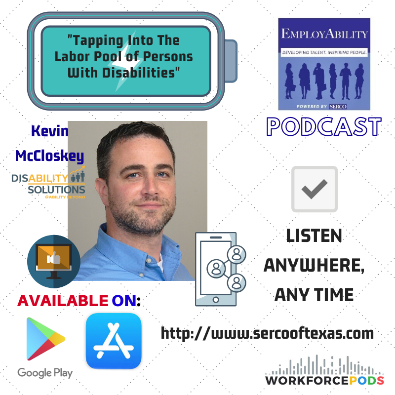 DSTalentatWork's tweet photo. @DSTalentatWork's Kevin McCloskey talks about "Tapping Into The Labor Pool of Persons With Disabilities" on #EmployAbilityPodcast by Serco of Texas.  #Podcast #workpods #disabilities #employability #sercooftexas #changingmindschanginglives
Listen here: https://t.co/OYwvqKEAb6 https://t.co/HG7tkLtVyL