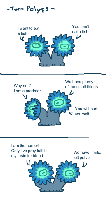 #comic
#mossworm
two polyps 