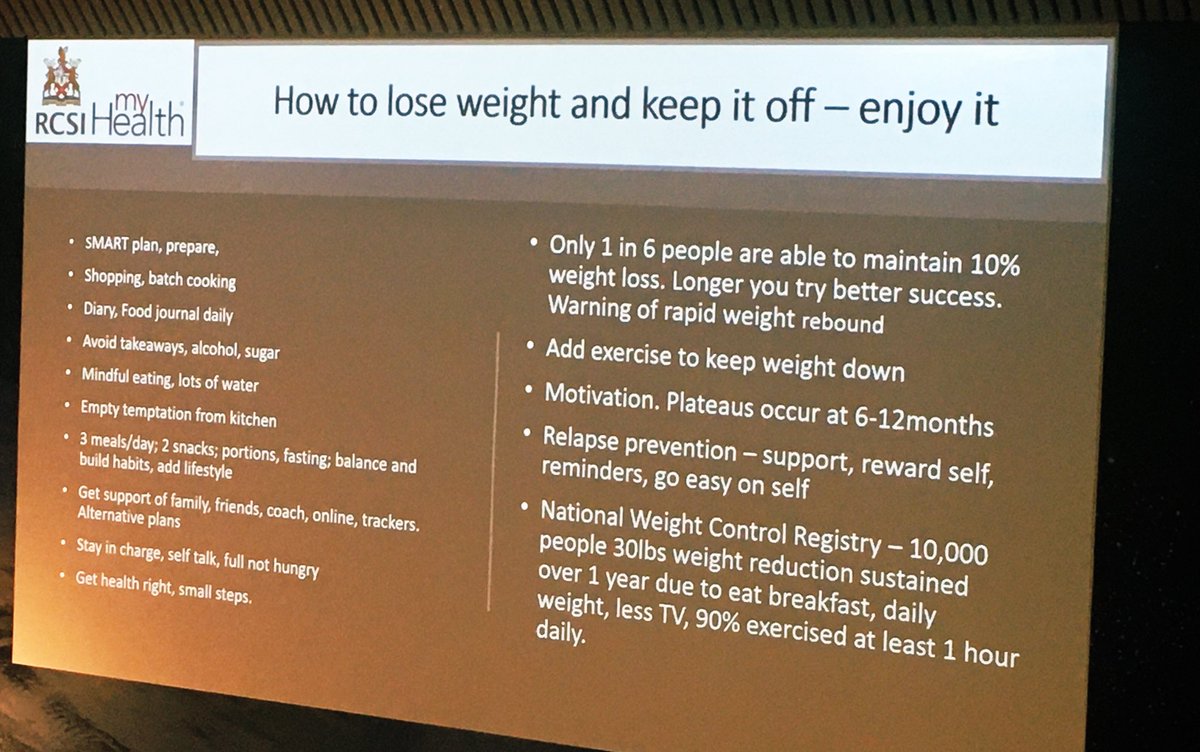 Tips on how to lose weight and keep it off! Prof @rvkelly #RCSIMyHealth @RCSI_Irl #healthyhabits 📝 ✅