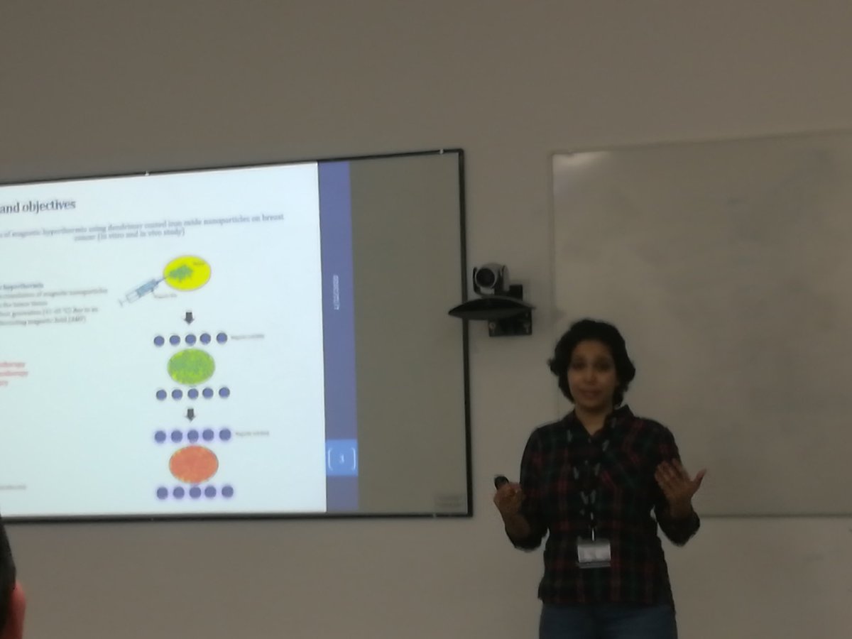 Raman_NanoT's tweet photo. Dr Marzieh Salimi presenting her work in the biophysics seminar series #RamanNanoTheranostics @UofE_Research @UoE_Physics @BioSpecExeter @EPSRC https://t.co/iEnVb4Ey2F