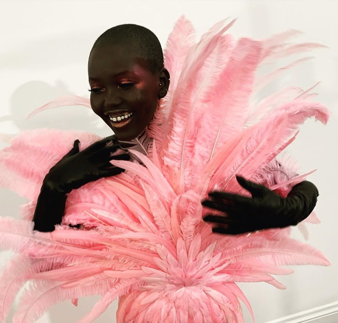 Adut Akech backstage at Valentino ss2020 haute couture