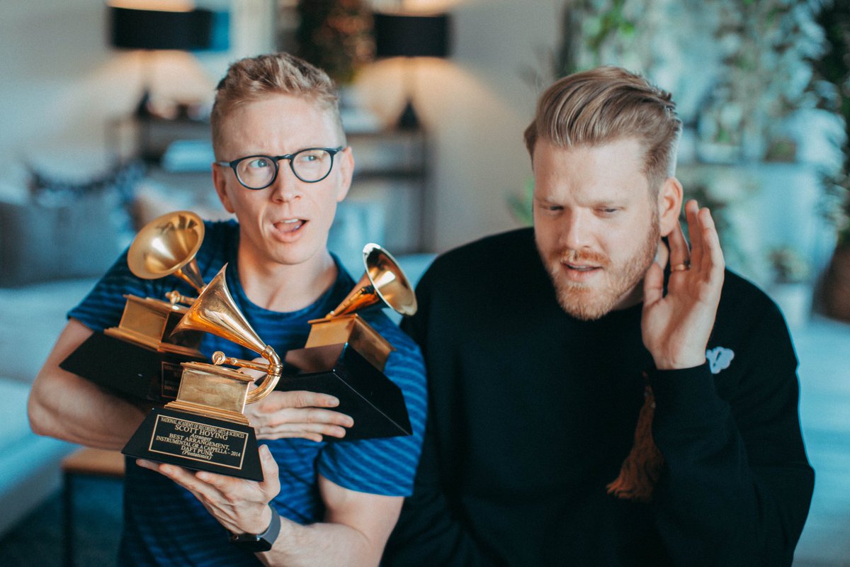 tyleroakley's tweet photo. i stole @scotthoying’s grammys &amp; forced him to compete to win them back... ENJOY!! https://t.co/idG0aUOWtH https://t.co/CbhLKXH6pE