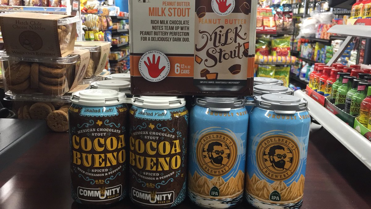 Peanut butter milk stout <a href="/LeftHandBrewing/">Left Hand Brewing Company</a> 
Cocoa Bueno <a href="/CommunityBeerCo/">communitybeerco</a> 
West coaster double ipa @adelbertsbeer
