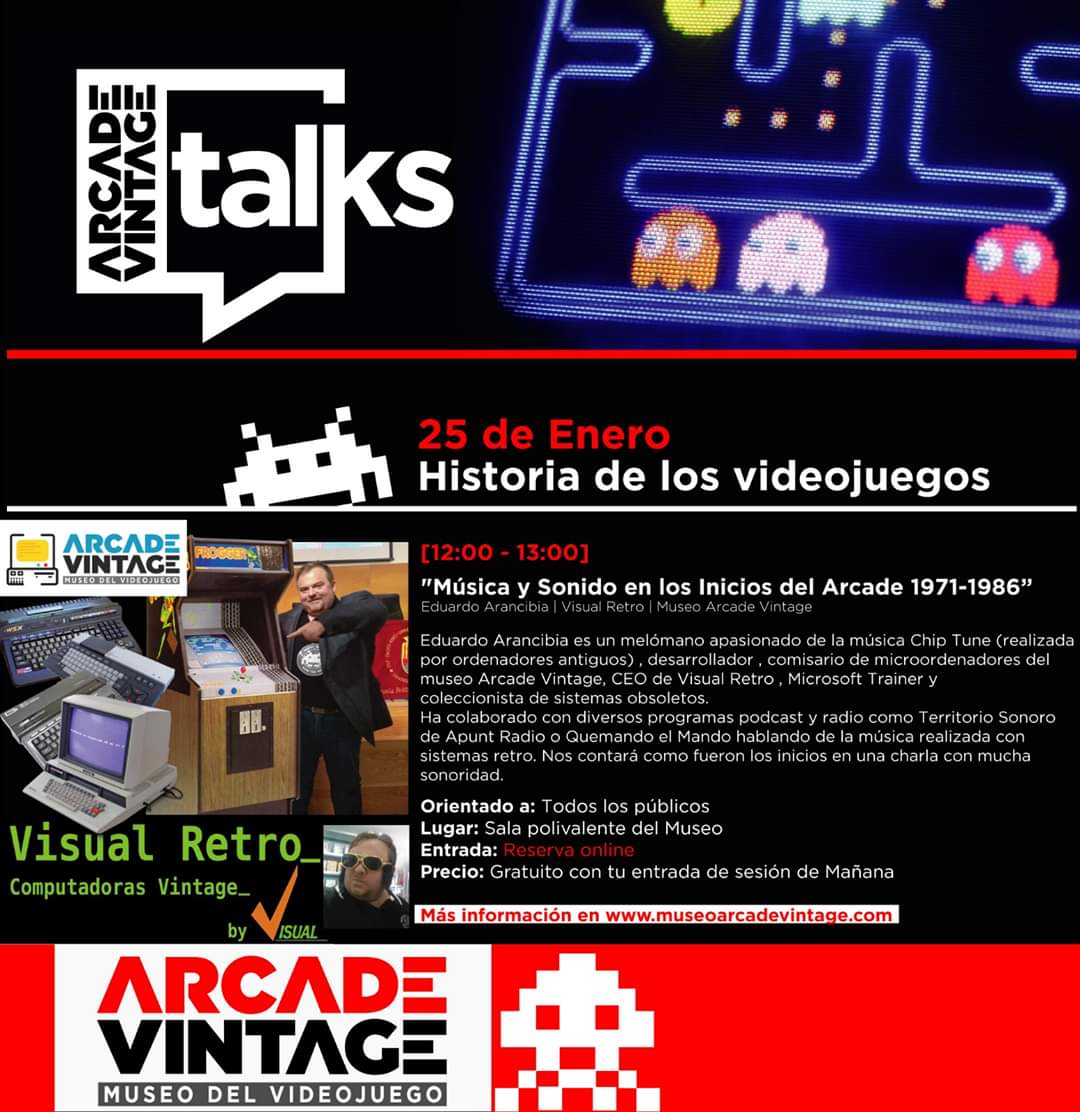 Arcade_Vintage's tweet photo. Gran éxito de publico en las #AVTalks de @Proto1Studios y David Amado de @ESIMURCIA el sábado pasado.
🙌
Recordad que este sábado 25 de enero tendremos a @imper4tor para hablarnos de la música y sonido en los inicios del #arcade
🗓️
Os esperamos en #MuseoArcadeVintage de #Ibi https://t.co/6GhHUoA843