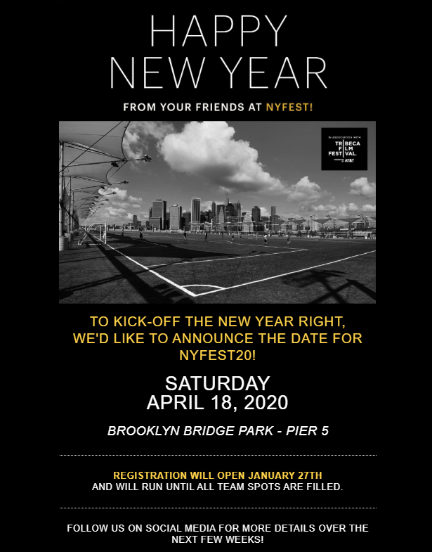 NY_FEST's tweet photo. #NYFEST20 Announcements! This year we will be holding the event on Saturday April 18, 2020!

Registration - opening next Monday January 27th

#nyc #charity #footyball #footy #brooklyn #soccer https://t.co/XOUhfEH4xI