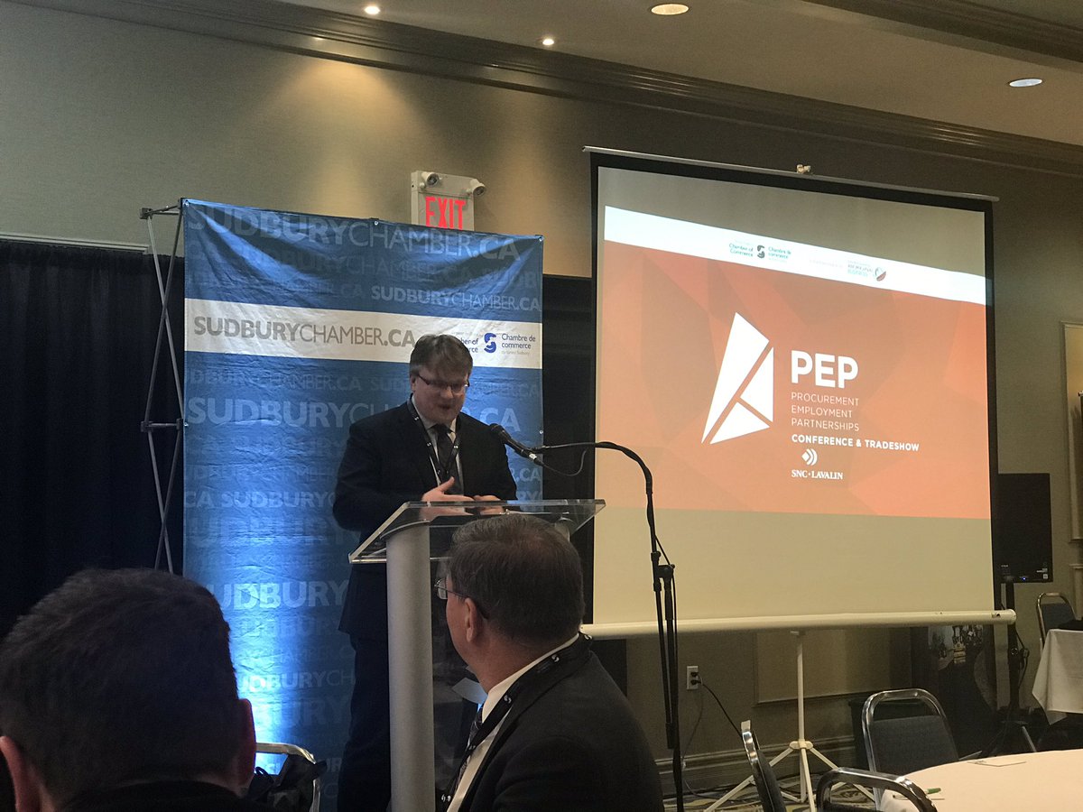 SudburyCofC's tweet photo. Our Chair and emcee, Bryan Welsh, and President & CEO, Debbi, closing out another hugely successful #PEPConference.
Thank you to our title sponsor @SNCLavalin and our partner @ccab_national, and the rest of our generous sponsors for making this conference possible. https://t.co/VTzWzemIRj